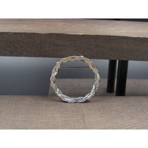 Sterling Silver Concave Circle Pattern Pin Brooch